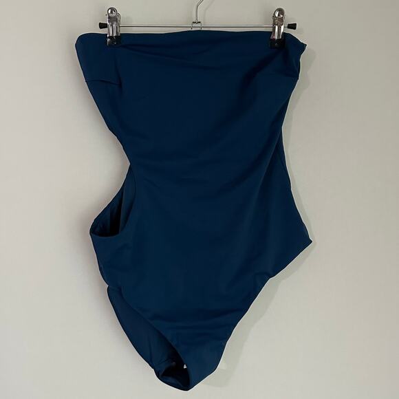 NWT‎ ONIA WOMENS LG LELE TRICOT ONE PIECE STRAPLESS CUTOUT SWIMSUIT BLUE OPAL - Picture 4 of 11